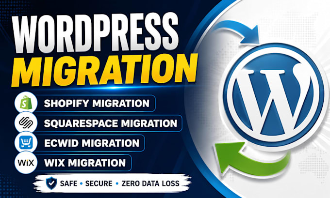 migrate wix shopify ecwid squarespace website to wordpress website design