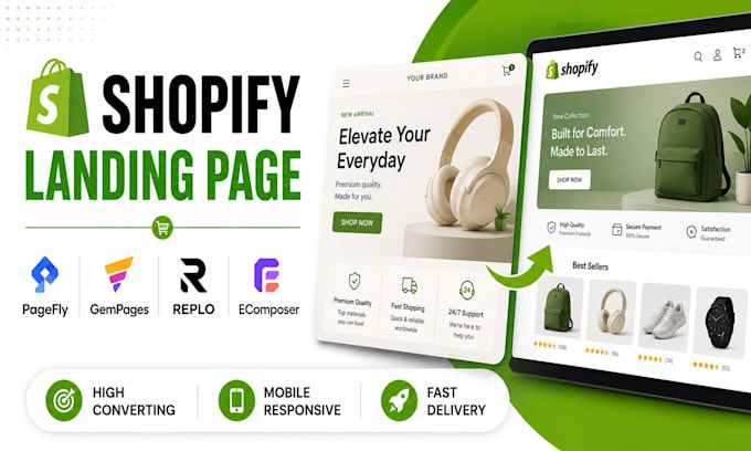 create shopify landing page using pagefly gempages replo