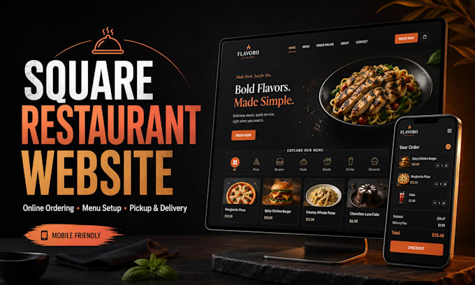 create restaurant square website design or square online ordering store