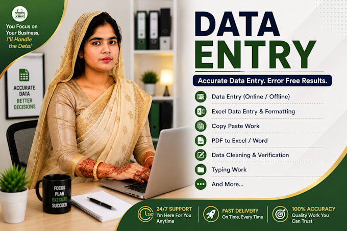 be your professional virtual assistant for data entry and web research