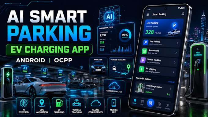 develop ai android smart parking system car parking app ev charging app ocpp