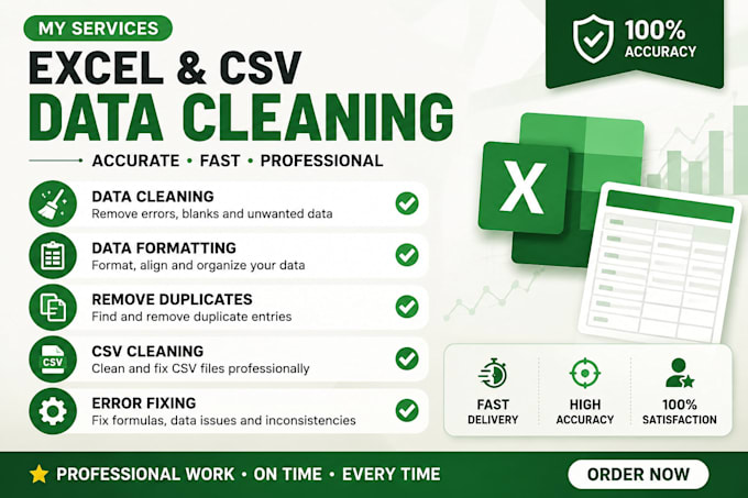 clean, format, organize, remove duplicates and fix excel or CSV data