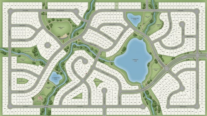 create plot map, plat map, site map, property map, rv parking map