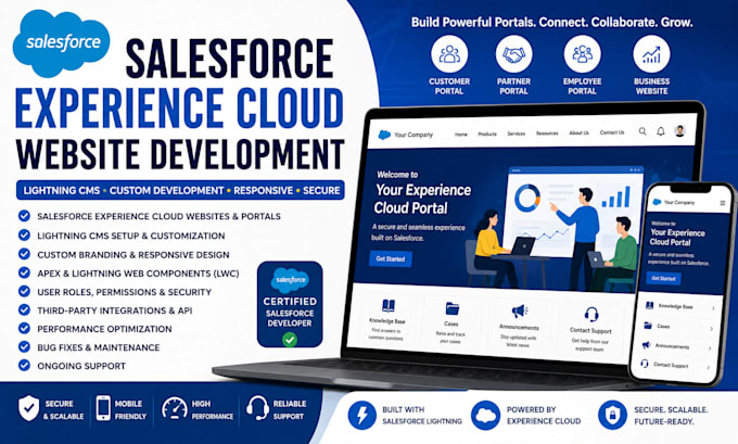 build salesforce experience cloud website with lightning cms and custom develop