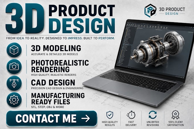 do 3d product design, 3d cad design, product modeling and rendering