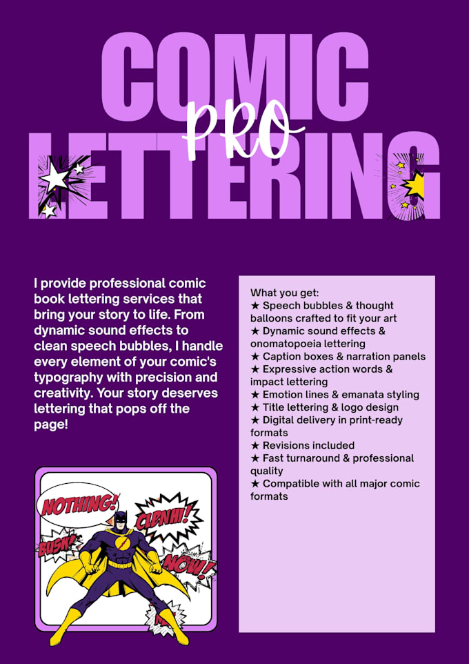 do professional lettering for your comic book