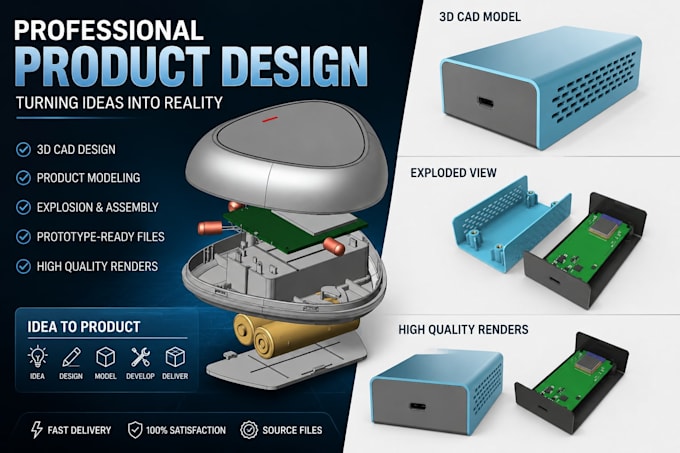 design custom pcb enclosures, electronic housings and 3d cad models