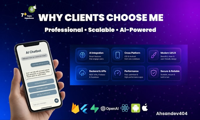 do ai mobile app development ai chatbot ai website ai saas as ai developer