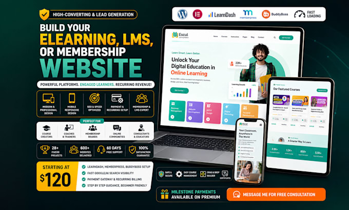 build your elearning, lms, or membership website