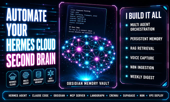 automate hermes cloud obsidian memory second brain claude code ai multi agent