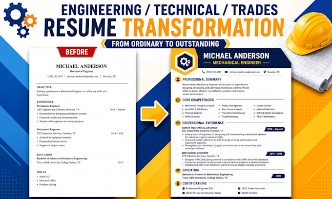 write, edit engineering, technical, trades resume or CV