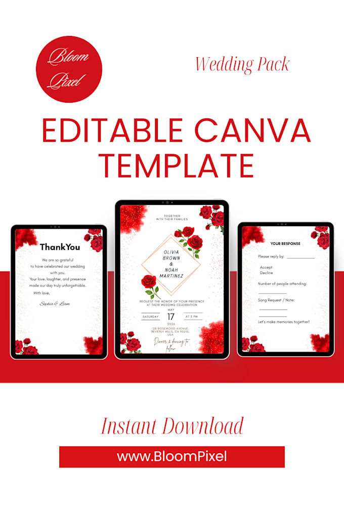 create editable canvas wedding invitation templates and rsvp cards
