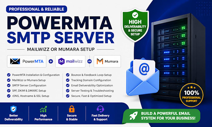 setup powermta smpt server, bulk mail, cold email with mailwizz or mumara