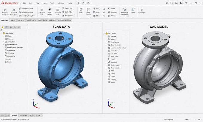 reverse engineer mechanical parts for manufacturing and prototyping