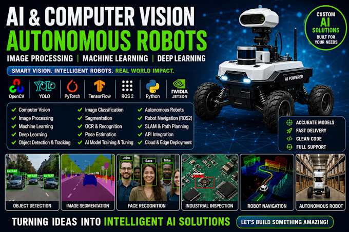 develop autonomous robots, computer vision image processing ai machine learning