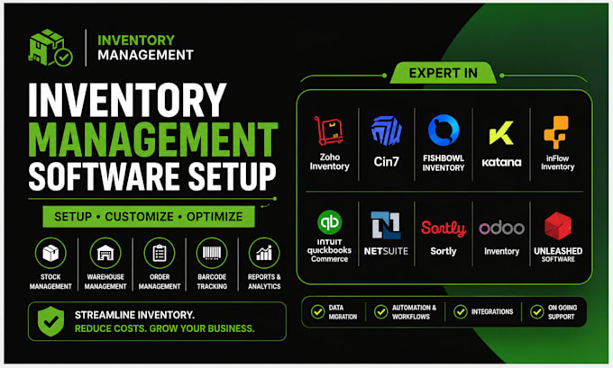 setup zoho inventory , cin7 or any inventory management software