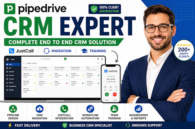 pipedrive end to end CRM solution pipeline training migration justcall