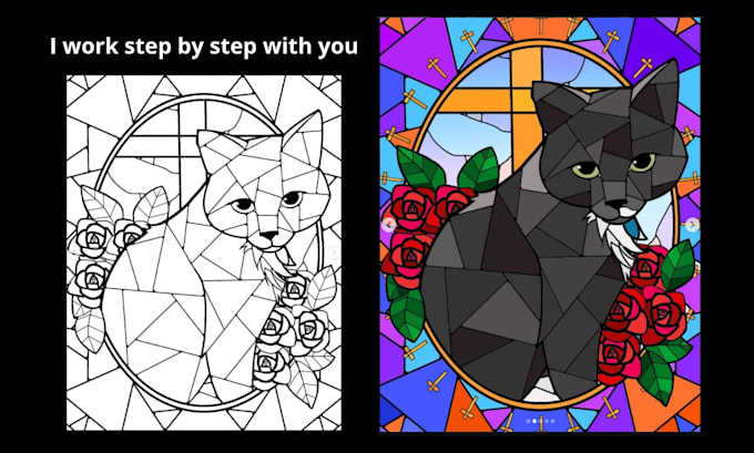 create a custom stained glass pet memorial illustration