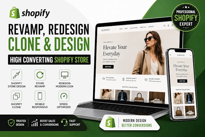 do shopify store revamp, shopify redesign, shopify clone, shopify store design