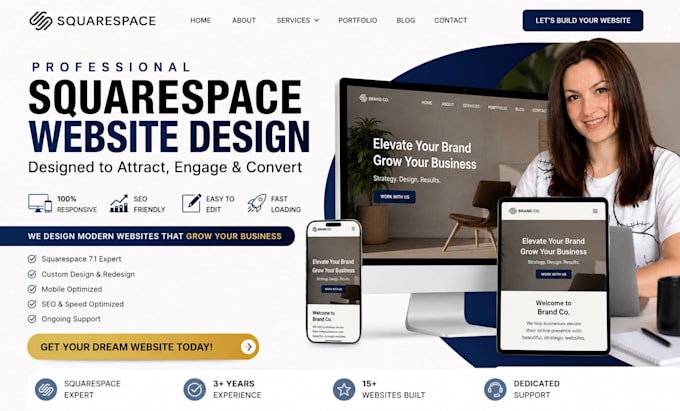 build website design with website mockup design squarespace wix godaddy website