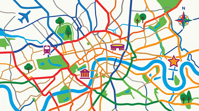 design custom vector map, travel maps, event maps and location maps