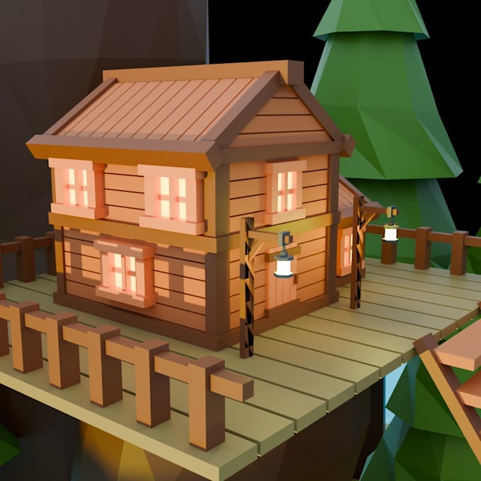 create stylized lowpoly 3d models for games and animations
