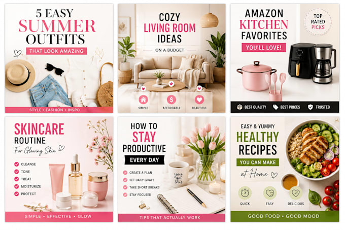 design viral pinterest pin and carousel graphics