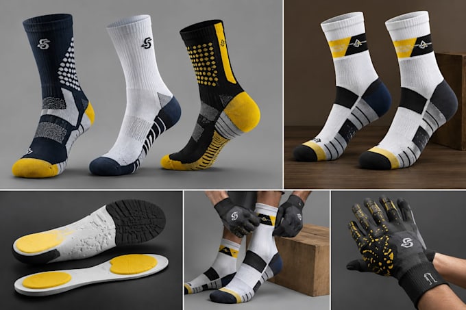 design realistic 3d socks mockup suck pattern sole and footbed design textile
