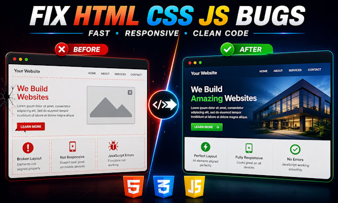 fix HTML, CSS and javascript bugs