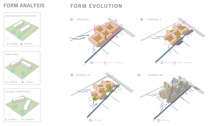 create architectural axonometric and concept diagrams