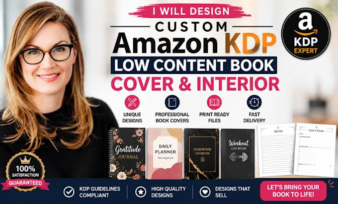 design custom amazon KDP low content book cover and interior