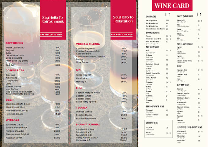 design a restaurant menu