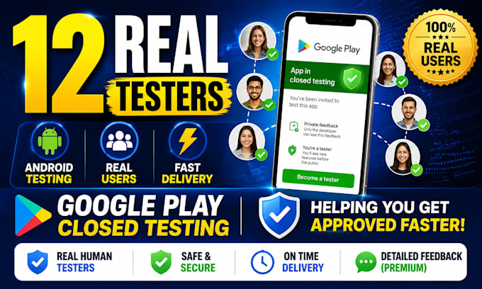 test your app for google play closed testing with 12 testers