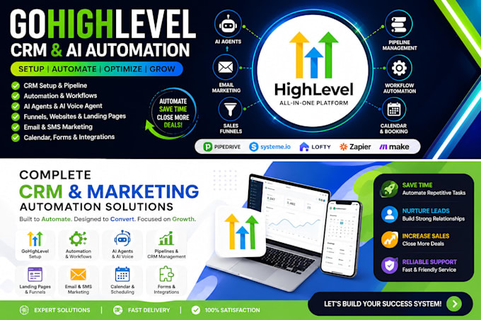setup gohighlevel CRM, ai automation, workflows and pipelines