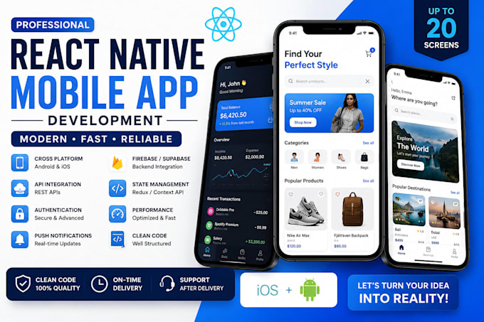 build a react native app for android and ios