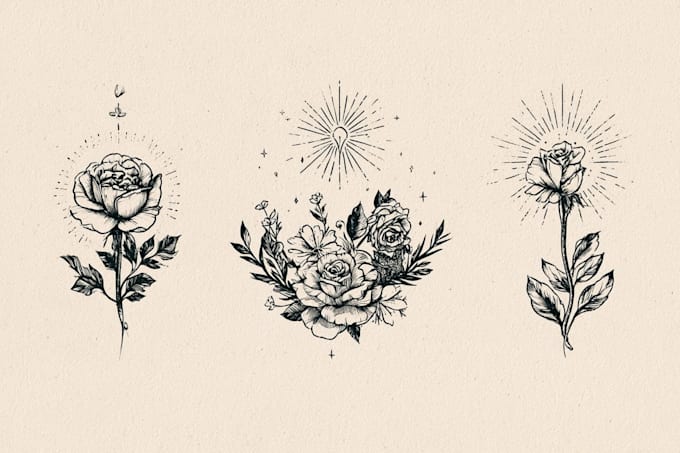 draw linework tattoo design or minimalist tattoo