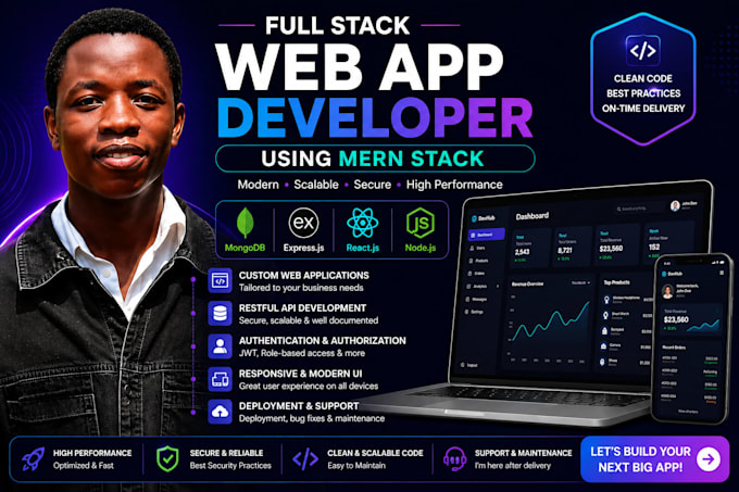 be your full stack web app developer using mern stack