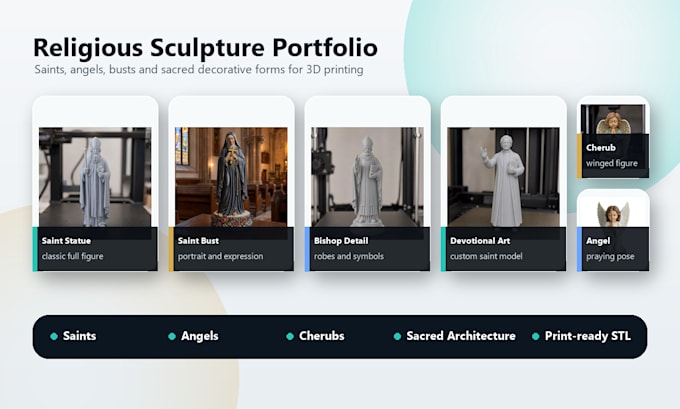create custom saint, angel and religious statue stl models for 3d printing