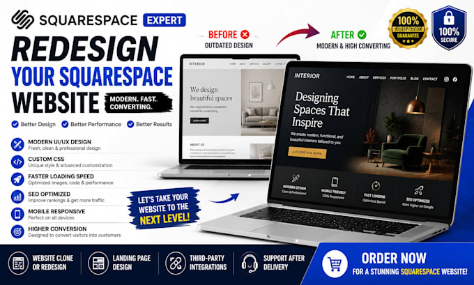 design squarespace website, clone squarespace, redesign custom css expert