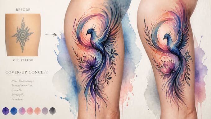 create a cover up or makeover your tattoo design