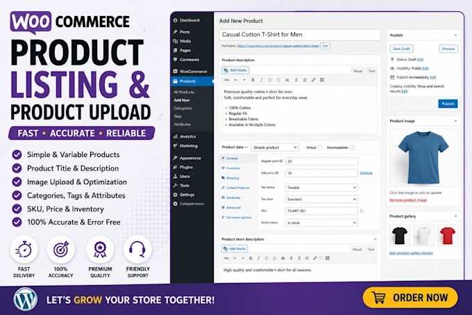 do woocommerce product listing and product upload
