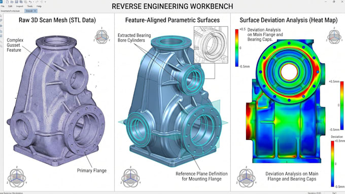 do reverse engineering, 3d scan stl mesh to cad model for cnc manufacturing