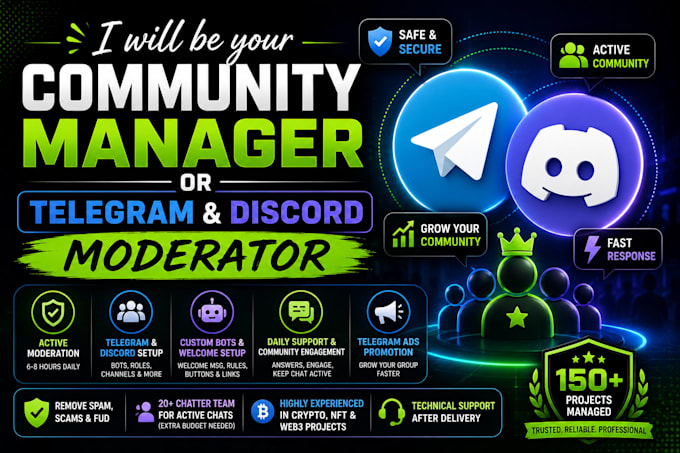 be your community manager or telegram and discord moderator