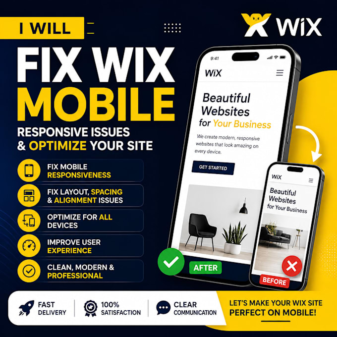 fix wix website mobile responsive issues and layout