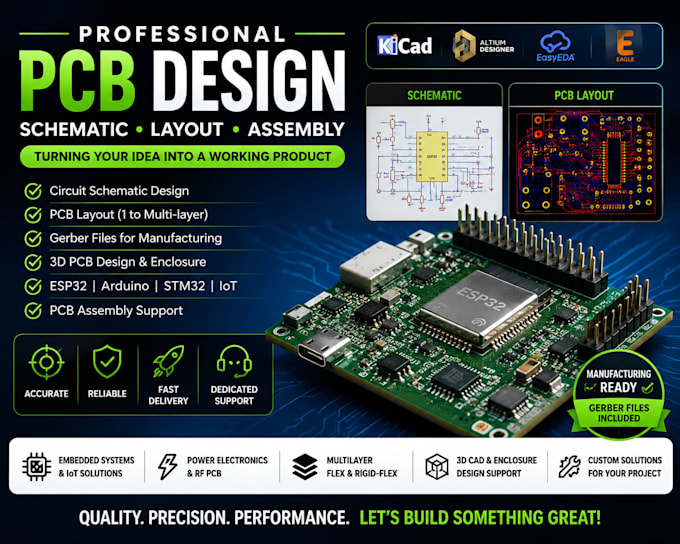 design pcb design circuit schematic design pcb layout esp32 pcb assembly