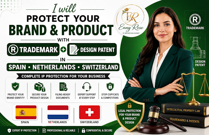 secure your brand product with tm, design patent in spain netherland switzerland
