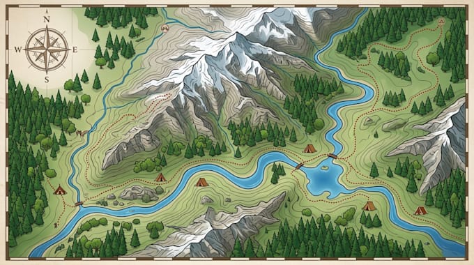 create custom hiking maps, trail maps and outdoor adventure illustrations