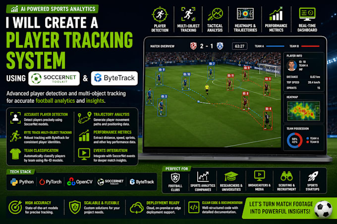 create a player tracking system using soccernet toolkit and bytetrack
