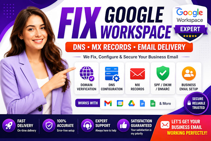 fix google workspace dns, mx records, email delivery and domain verification