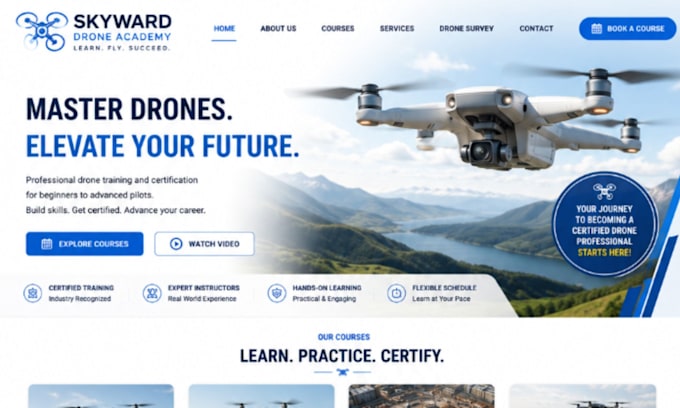 design wix drone training school website drone academy drone survey website